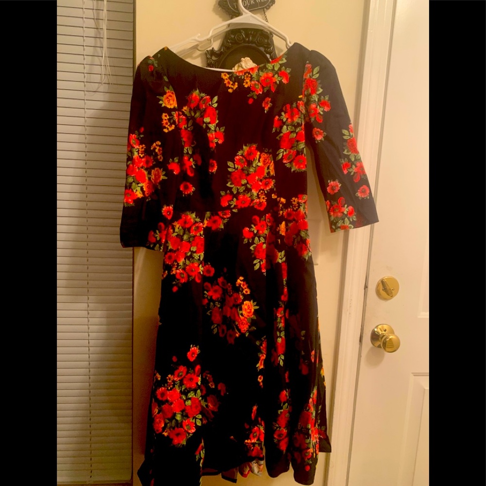 Hearts and roses floral boatneck dress